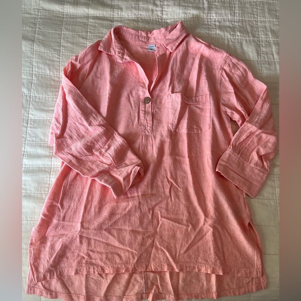 OldNavy linen-blend pink tunic